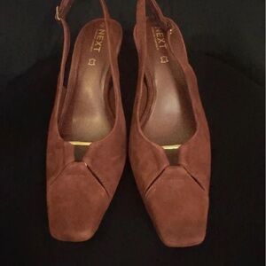 Next Women's Brown Suede Slingback Heels